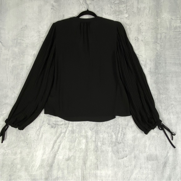 Rachel Zoe Top Balloon Sleeves Sz XS Sheer Quarter Button Collar Pleated Sleeves - Picture 2 of 12